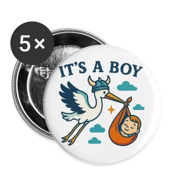 Arrivée du Viking Boy - Lot de 5 grands badges (56 mm) - blanc - Devant