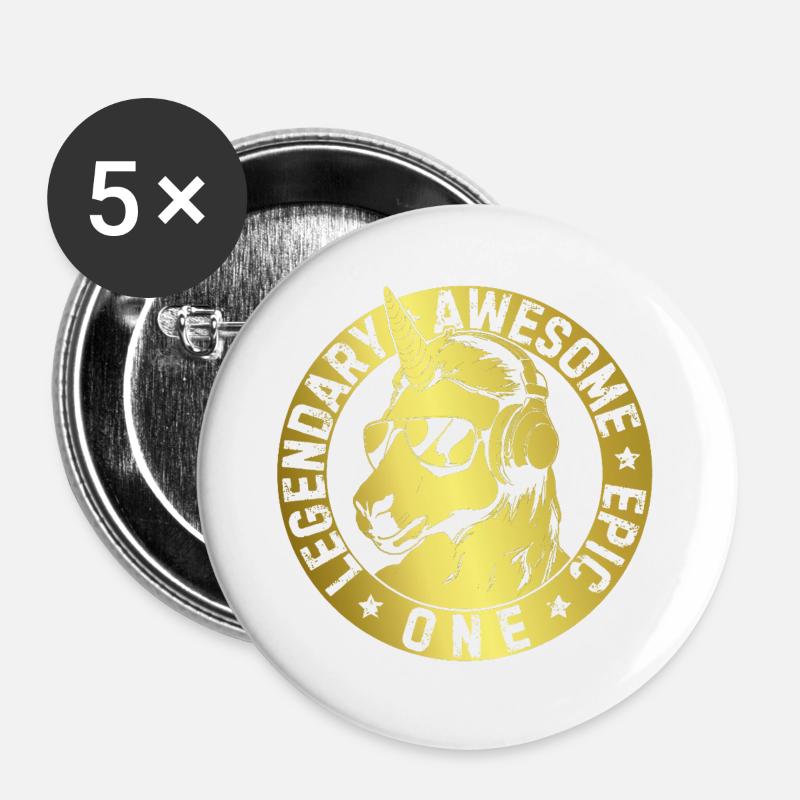 LEGENDARY AWESOME EPIC ONE - Buttons large 2.2''/56 mm (5-pack) - white