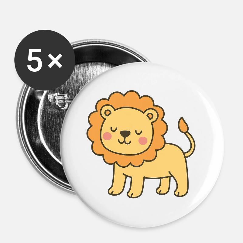cute lion - Buttons large 2.2''/56 mm (5-pack) - white