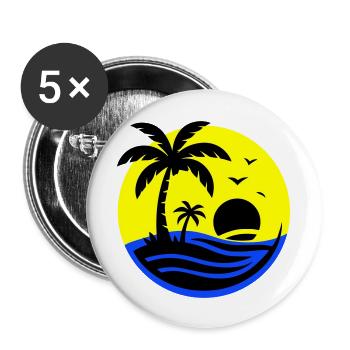 Island Palm Trees Sea - Buttons large 2.2''/56 mm (5-pack) - white - Front