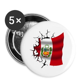 Flagge von Peru - Peru - Flagge Broken Design - Buttons groß 56 mm (5er Pack) - Weiß - Vorne