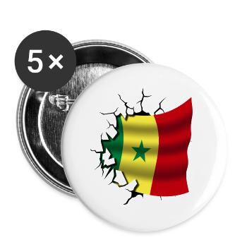 Flagge von Senegal - Senegal - Flagge Broken Design - Buttons groß 56 mm (5er Pack) - Weiß - Vorne