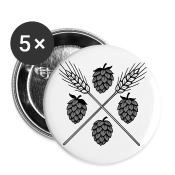 Hops and barley - beer - Buttons large 2.2''/56 mm (5-pack) - white - Front