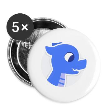 Mignon dragon douillet bleu - Lot de 5 grands badges (56 mm) - blanc - Devant