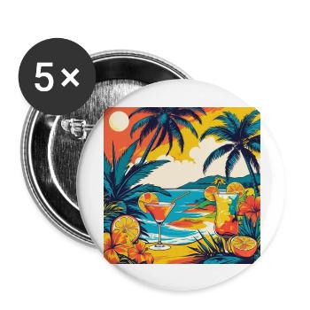 Summer Vibes Only | Tropical Beach T-Shirt - Lot de 5 grands badges (56 mm) - blanc - Devant