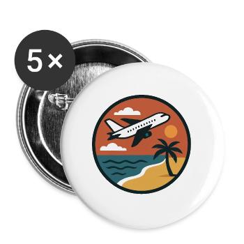 Sonnenuntergang Strandflug Patch - Buttons groß 56 mm (5er Pack) - Weiß - Vorne