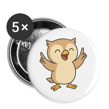 Hibou de bonne humeur - Lot de 5 grands badges (56 mm) - blanc - Devant
