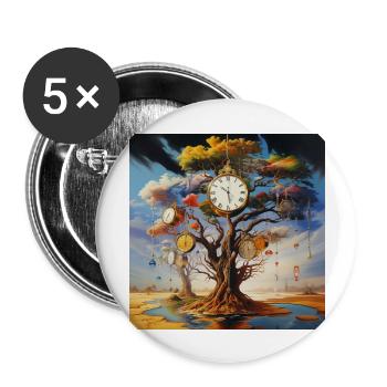 Clocks Tree Time Landscape Surreal - Buttons large 2.2''/56 mm (5-pack) - white - Front