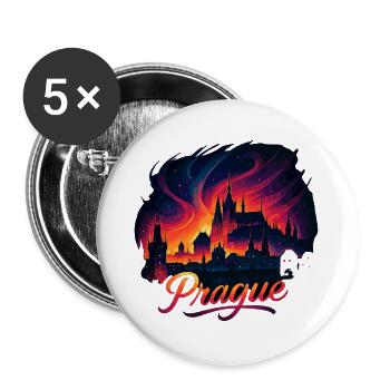 Prague Capital Czech Republic Silhouette Gift - Buttons large 2.2''/56 mm (5-pack) - white - Front