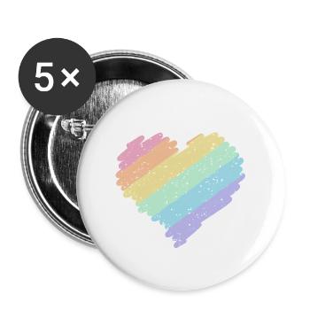 Rainbow Heart Pastel Colors Pride Month LGBTQ+ - Buttons large 2.2''/56 mm (5-pack) - white - Front