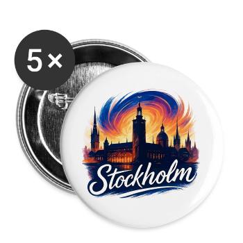 Stockholm la plus belle capitale Suède Cadeau - Lot de 5 grands badges (56 mm) - blanc - Devant