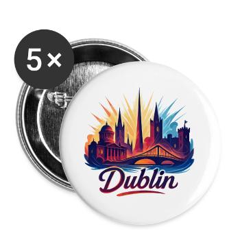 Dublin Capital Ireland Silhouette Gift - Buttons large 2.2''/56 mm (5-pack) - white - Front