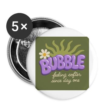 BUBBLE – Feeling Softer Since Day One - Buttons large 2.2''/56 mm (5-pack) - white - Front