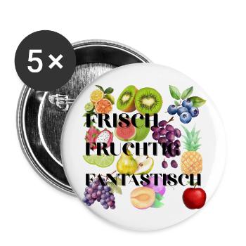 Frisch Fruchtig Fantastisch - Buttons groß 56 mm (5er Pack) - Weiß - Vorne