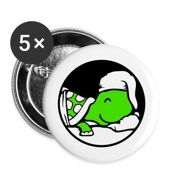 tortue dort lit fatigué somnolence tête rêvant - Lot de 5 grands badges (56 mm) - blanc - Devant