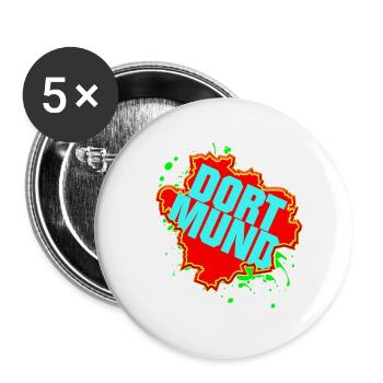 Dortmund Style Bunt | Aus Liebe zu deiner Stadt - Buttons groß 56 mm (5er Pack) - Weiß - Vorne