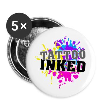 Tattoo Inked - Buttons groß 56 mm (5er Pack) - Weiß - Vorne
