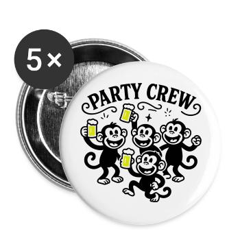Party Crew Monkey Beer - Buttons large 2.2''/56 mm (5-pack) - white - Front