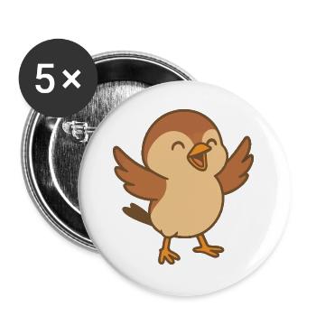 Little lucky sparrow - Buttons large 2.2''/56 mm (5-pack) - white - Front