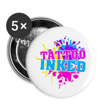 Tattoo Inked Splash - Buttons groß 56 mm (5er Pack) - Weiß - Vorne