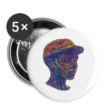 Abstract portrait with colorful lines. - Buttons large 2.2''/56 mm (5-pack) - white - Front