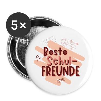 Beste Schulfreunde | Meine Schulfreunde | Freunde - Buttons groß 56 mm (5er Pack) - Weiß - Vorne