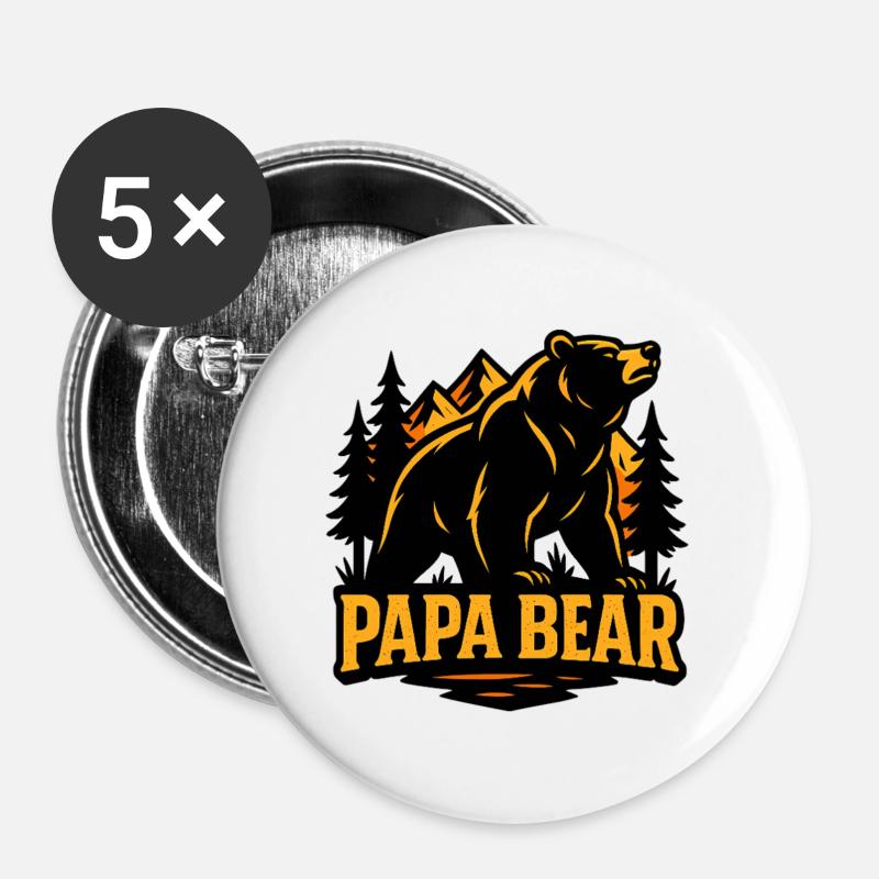 Mächtiger Waldbär - Buttons groß 56 mm (5er Pack) - Weiß