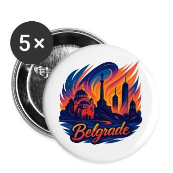 Belgrade Capitale Serbie Silhouette Cadeau - Lot de 5 grands badges (56 mm) - blanc - Devant