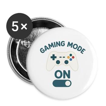 Gaming Mode On - jetzt wird gespielt - Buttons groß 56 mm (5er Pack) - Weiß - Vorne