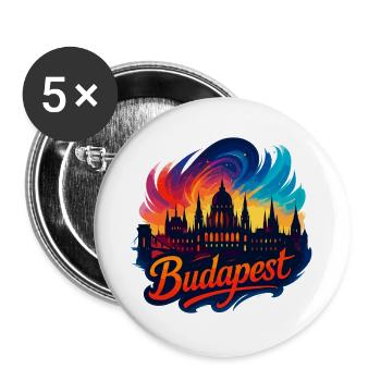 Budapest Capital Hungary Silhouette Gift - Buttons large 2.2''/56 mm (5-pack) - white - Front