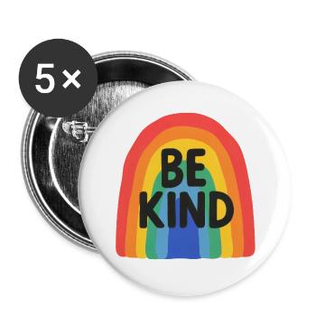 Be Kind - Buttons groß 56 mm (5er Pack) - Weiß - Vorne
