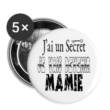 J'ai un Secret Je vais Devenir Mamie - Lot de 5 grands badges (56 mm) - blanc - Devant