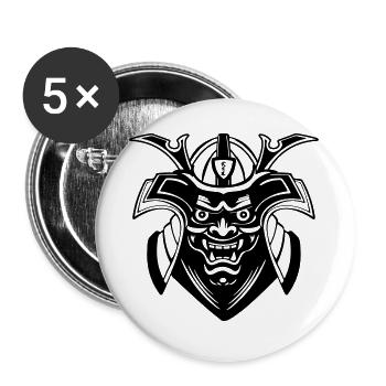 Shadow Menpō Mask Design - Buttons large 2.2''/56 mm (5-pack) - white - Front