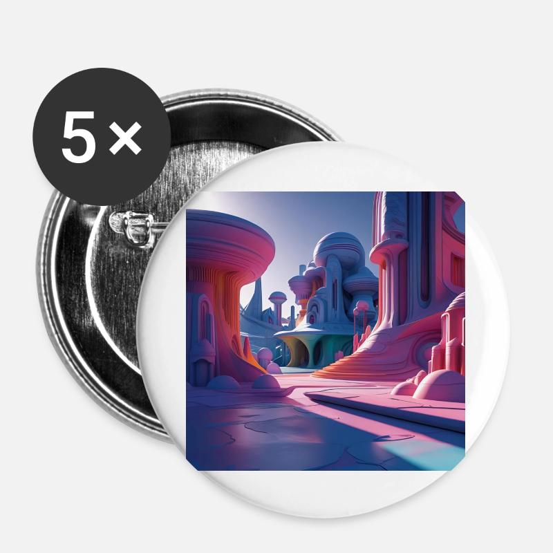 Hypersurrealismus - Buttons groß 56 mm (5er Pack) - Weiß