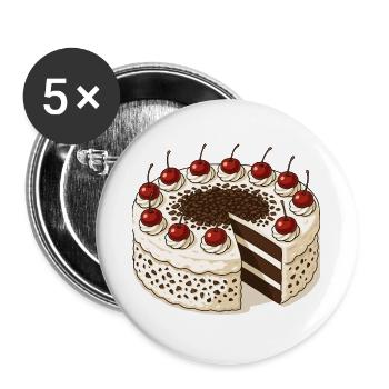 Schwarzwälder Kirschtorte - Buttons groß 56 mm (5er Pack) - Weiß - Vorne