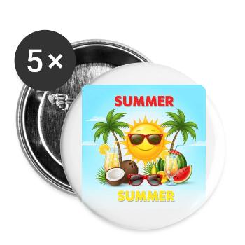 Summer holidays Summer holidays in the sun - Buttons large 2.2''/56 mm (5-pack) - white - Front