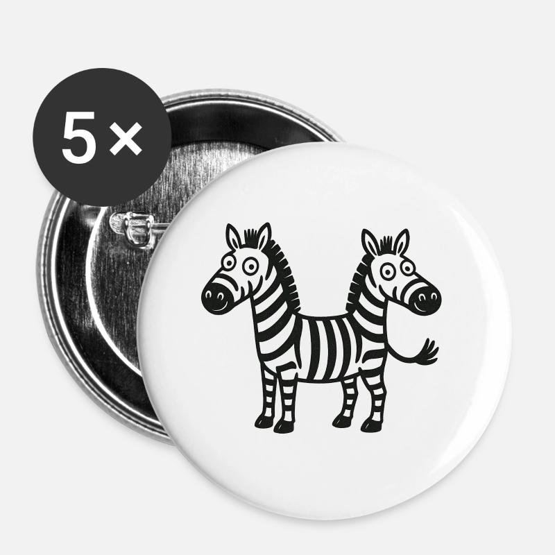 Zebras - Buttons large 2.2''/56 mm (5-pack) - white