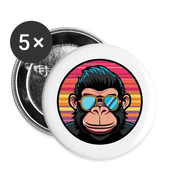 Affe Comic Cool - Buttons groß 56 mm (5er Pack) - Weiß - Vorne