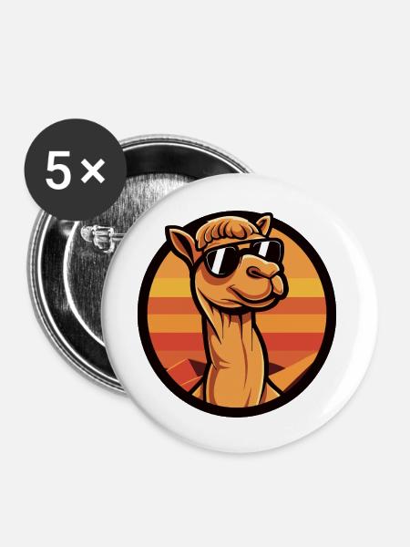Kamel Comic Cool - Buttons groß 56 mm (5er Pack) - Weiß