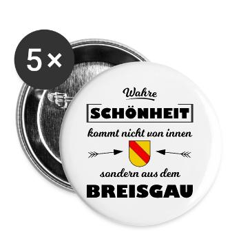Wappen mit rotem Schrägbalken auf Gelb - Buttons groß 56 mm (5er Pack) - Weiß - Vorne
