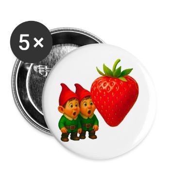 Zwerge und Erdbeere - Buttons groß 56 mm (5er Pack) - Weiß - Vorne