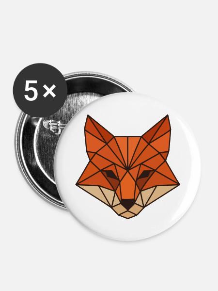 Polygon Fuchs - Buttons groß 56 mm (5er Pack) - Weiß
