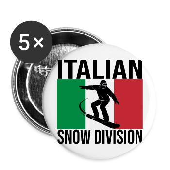 Italian Snow Division Snowboard Tee - Buttons groß 56 mm (5er Pack) - Weiß - Vorne