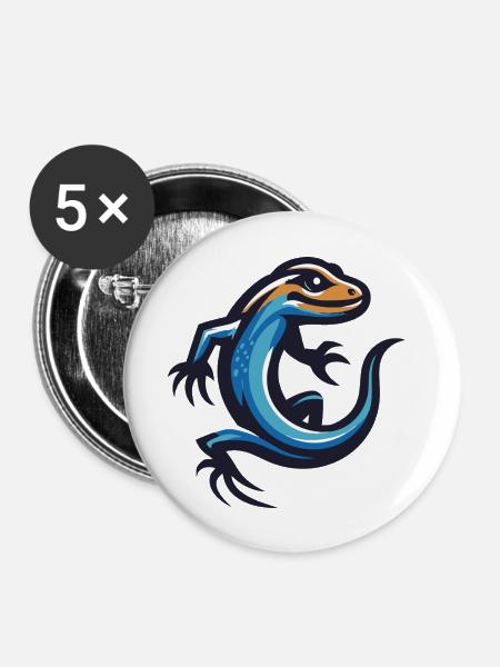 Eidechse mit Klaue - Buttons groß 56 mm (5er Pack) - Weiß