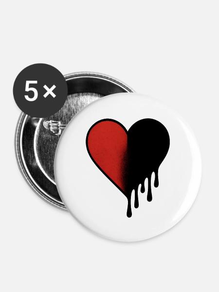 Doppelherz - Buttons groß 56 mm (5er Pack) - Weiß