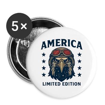 Eagle Pilot America Limited Edition - Lot de 5 grands badges (56 mm) - blanc - Devant