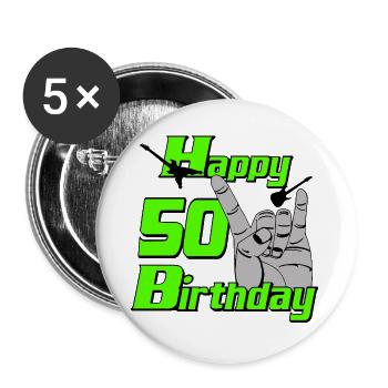 Happy Birthday 50 , Heavy Metal 50th Birthday - Buttons large 2.2''/56 mm (5-pack) - white - Front