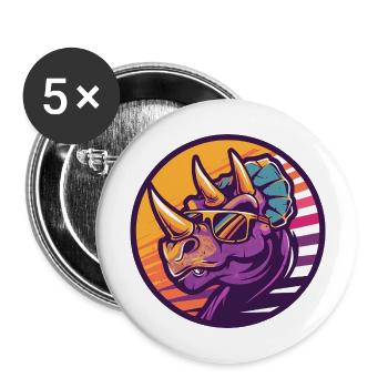 Dinosaur triceratops Comic - Buttons large 2.2''/56 mm (5-pack) - white - Front