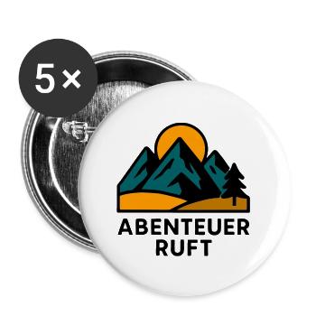 Motif de montagne avec lever de soleil - Lot de 5 grands badges (56 mm) - blanc - Devant