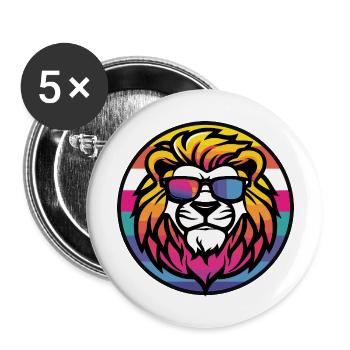 Lion Comic Cool - Buttons large 2.2''/56 mm (5-pack) - white - Front